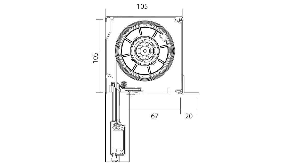 Valj za zaslon pod ometom s škatlo 105 mm